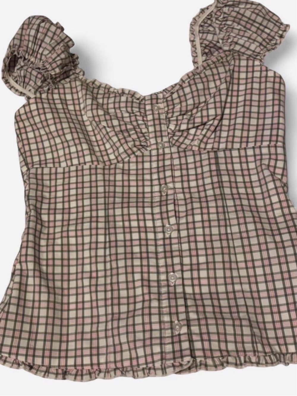 Hollister poplin plaid blouse